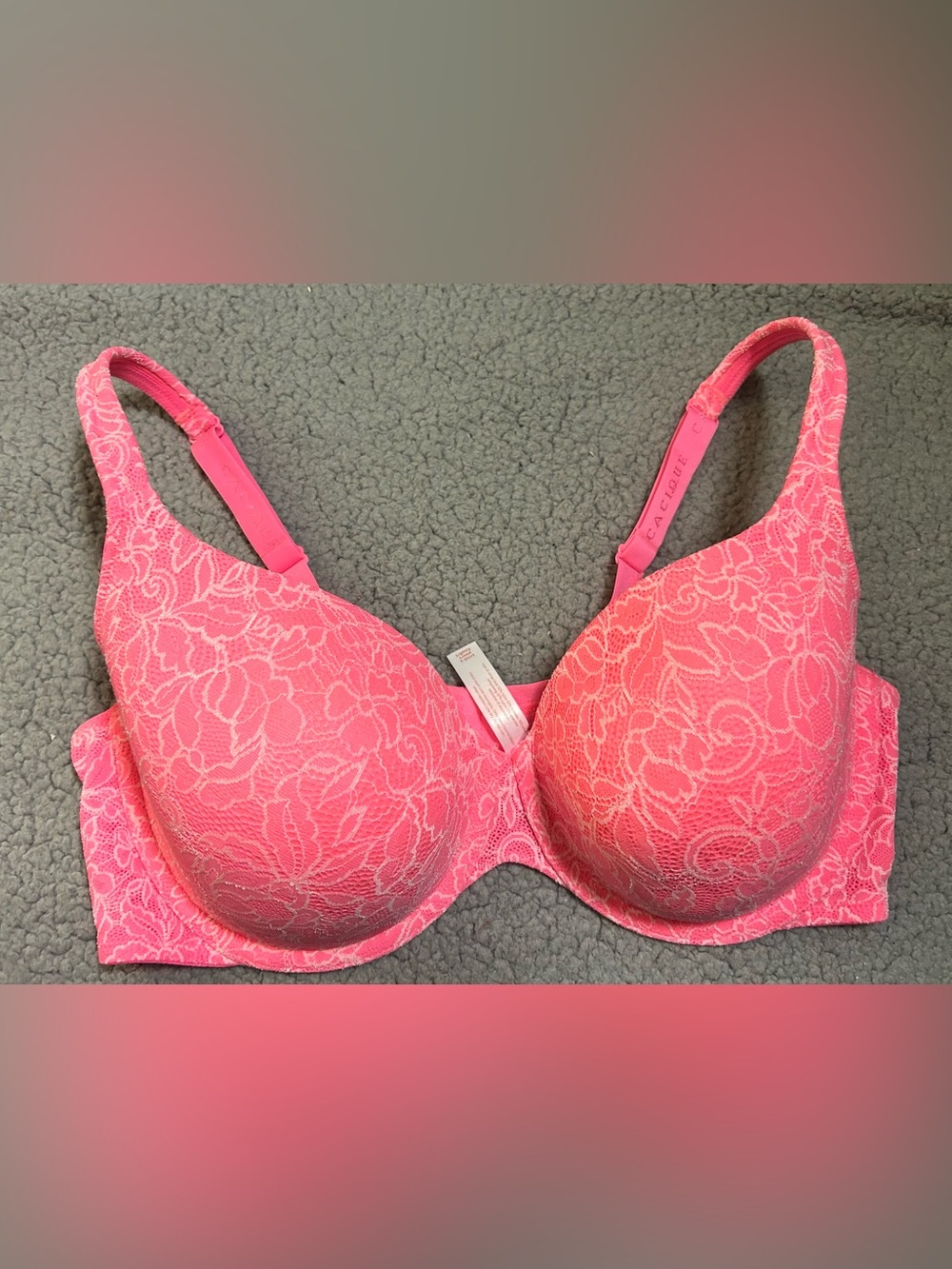 Cacique Pink Lace Underwire Lightly Lined T Shirt Bra 38DDD